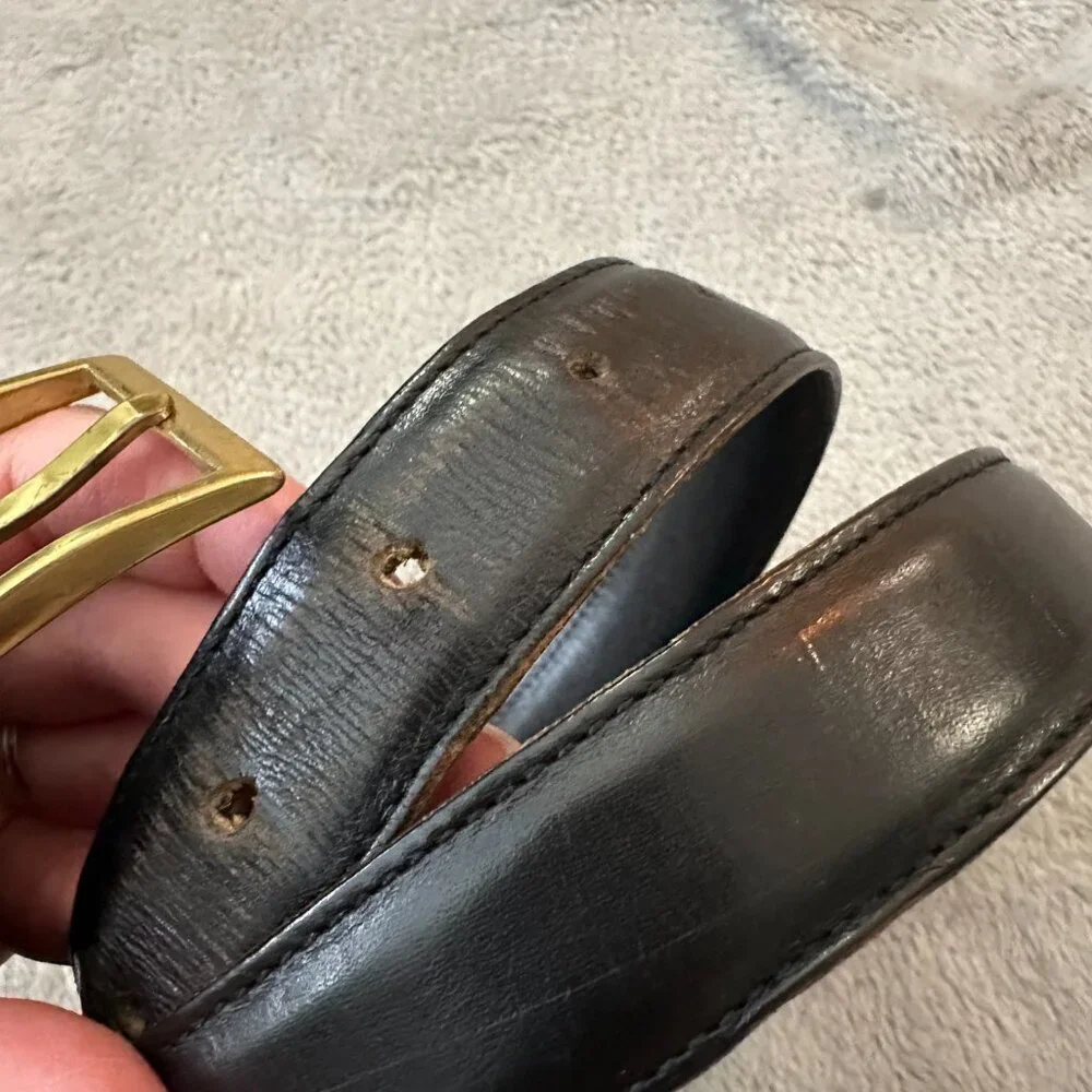 Vintage Dooney & Bourke Black Gold Leather Belt Men's 34